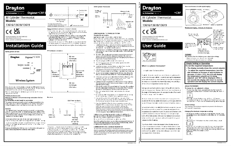 Page 1 de la notice Guide d'installation Drayton Digistat+C RF
