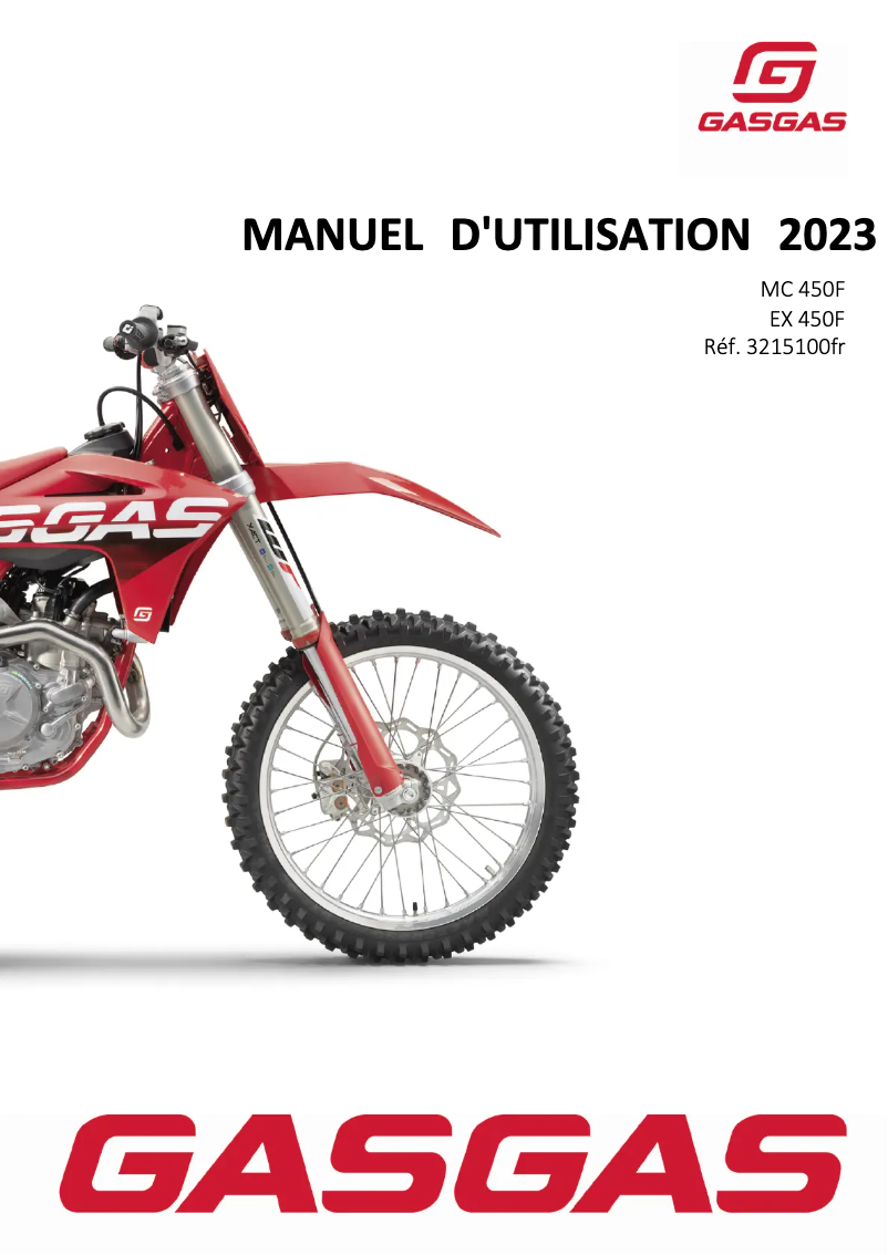 Page 1 de la notice Manuel utilisateur GasGas MC 450F (2023)