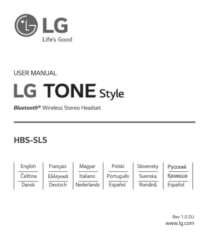 Page n°1 - Manuel utilisateur LG TONE Style SL5