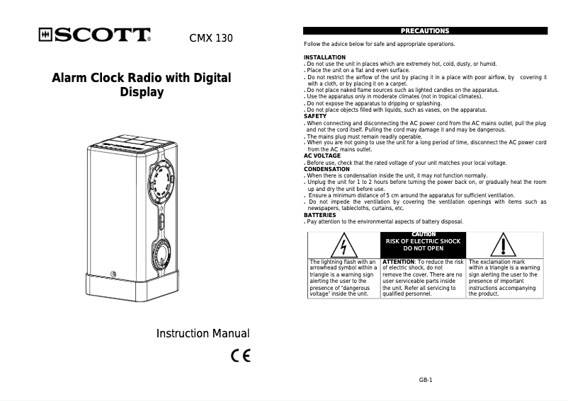 Page 1 de la notice Manuel utilisateur Scott CMX-130