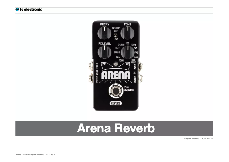 Image de la première page du manuel de l'appareil ARENA REVERB