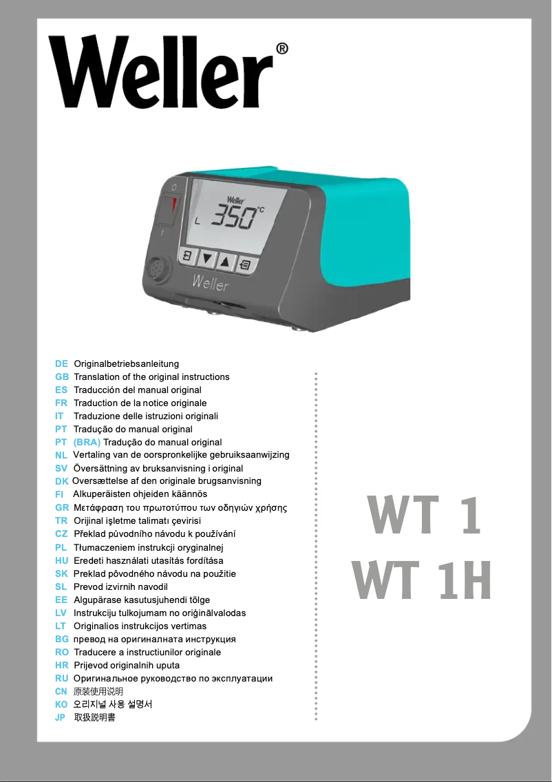 Page 1 de la notice Manuel utilisateur Weller WT1011