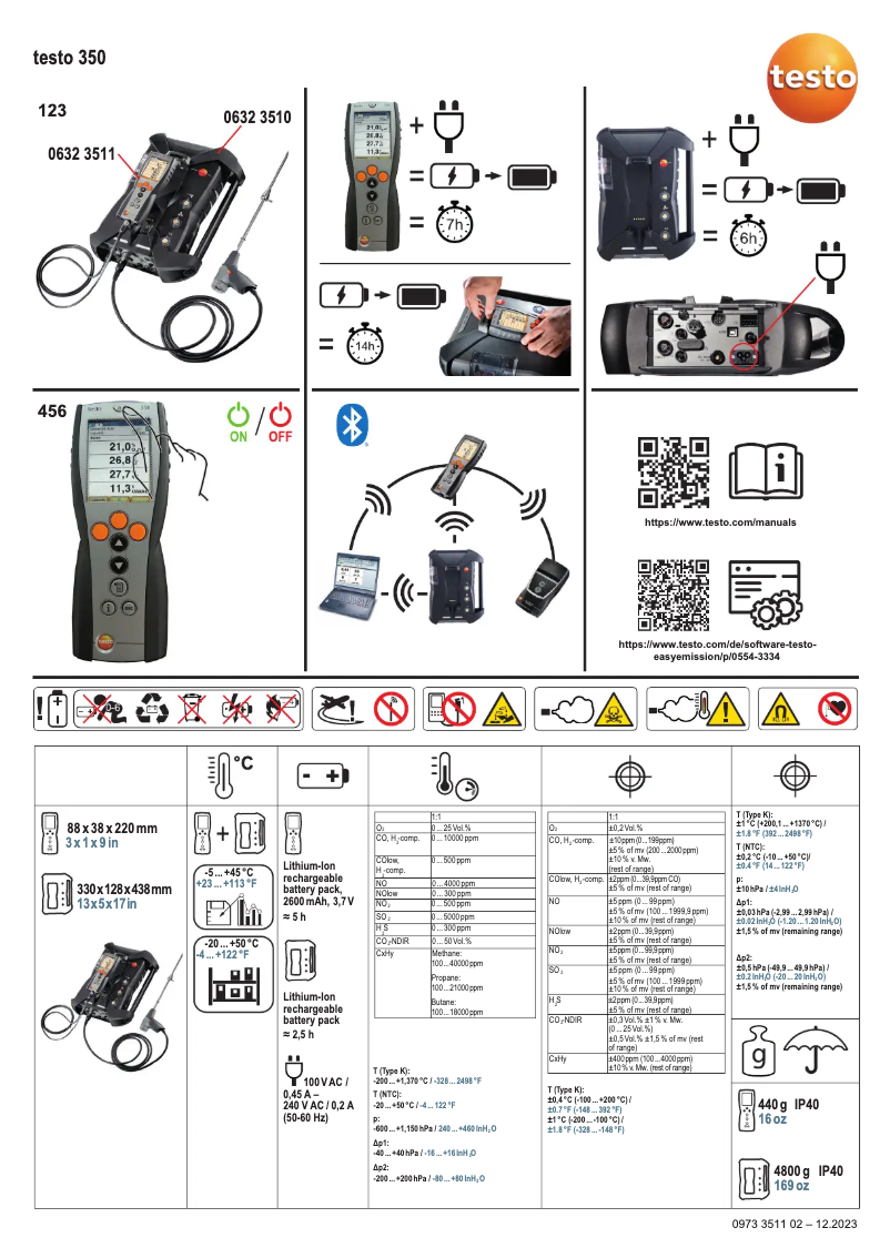 Page 1 de la notice Guide de démarrage rapide Testo 350