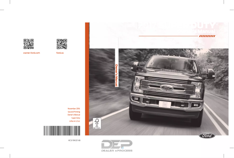 Image de la première page du manuel de l'appareil F-250 Super Duty (2017)