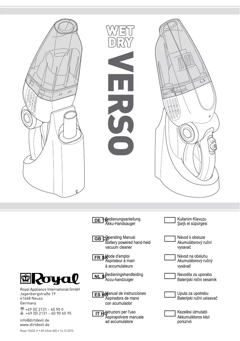 Page n°1 - Manuel utilisateur Dirt Devil Verso M410