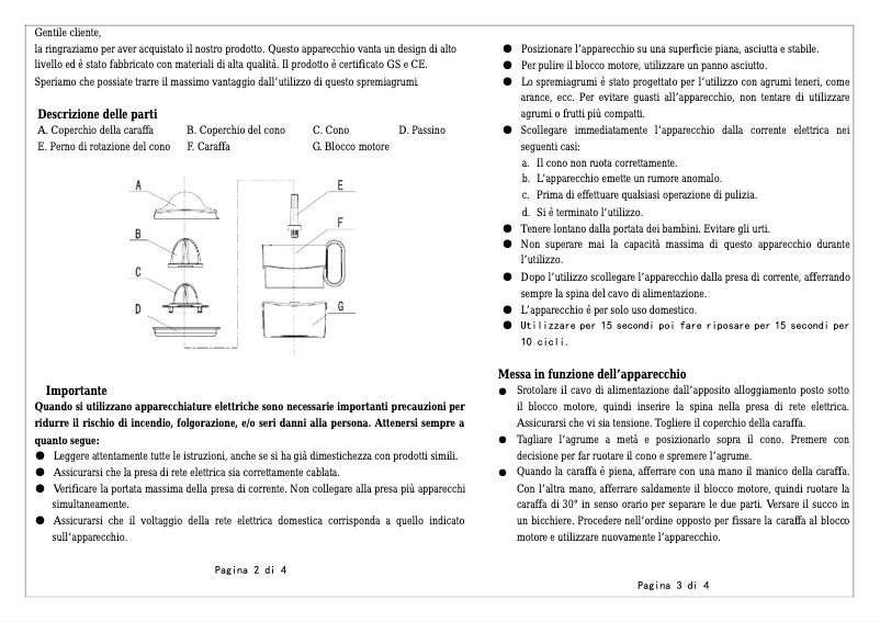 Page 1 de la notice Manuel utilisateur Melchioni Nettarino