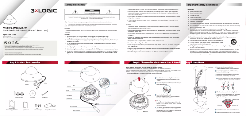 Page 1 de la notice Manuel utilisateur 3xLOGIC VX-5M28-MD-IW