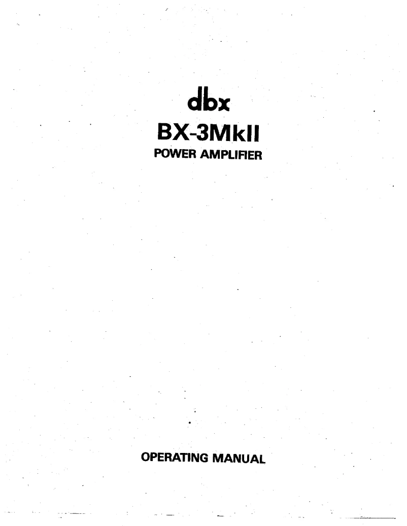 Page n°1 - Manuel utilisateur DBX BX3-MkII