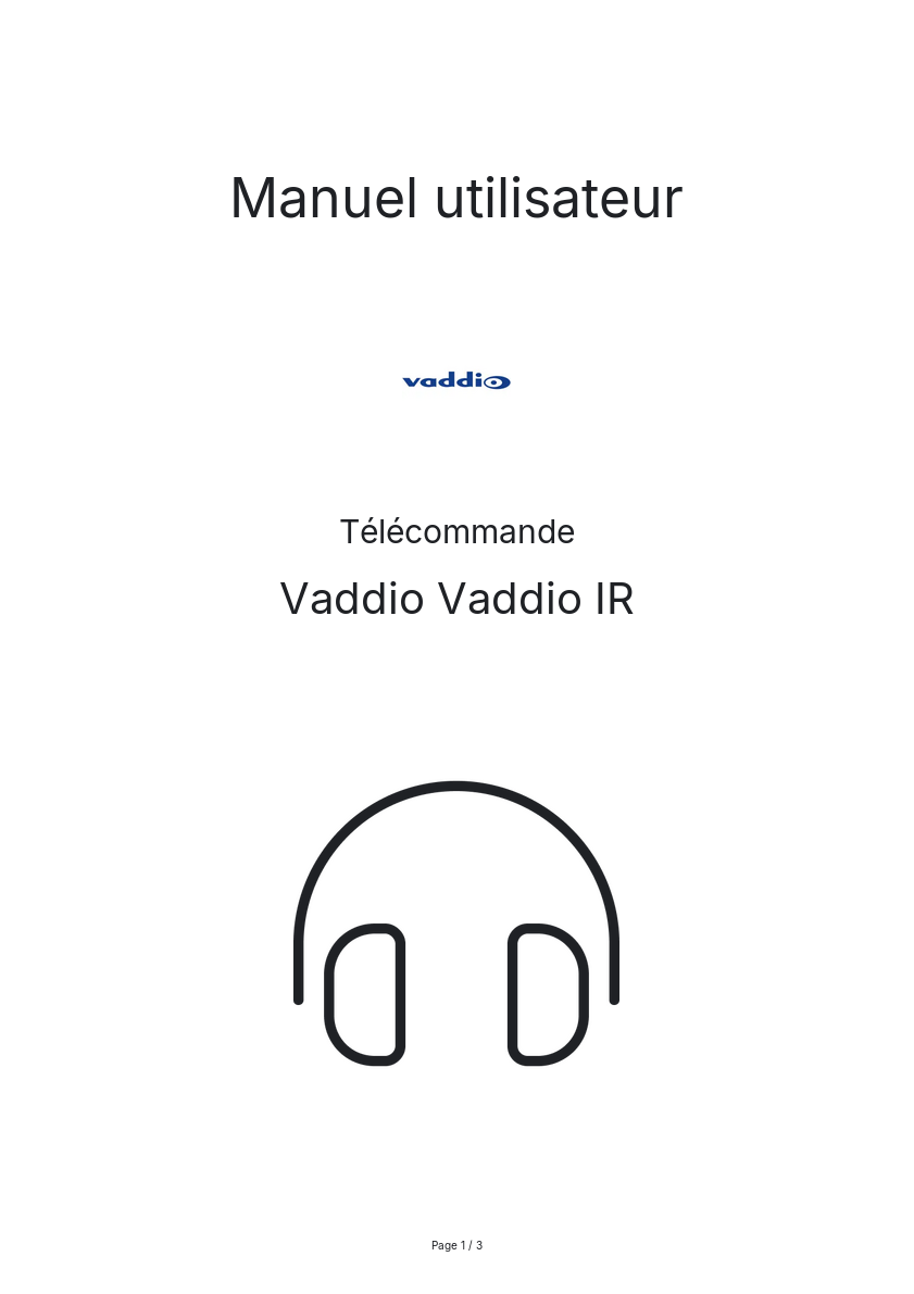 Page n°1 - Manuel utilisateur Vaddio Vaddio IR