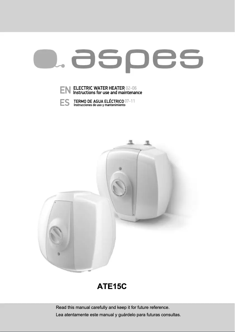 Page n°1 - Manuel utilisateur Aspes ATE15C