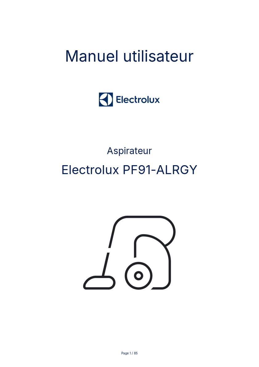 Page n°1 - Manuel utilisateur Electrolux PF91-ALRGY