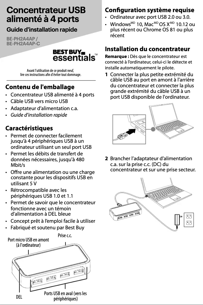 Image de la première page du manuel de l'appareil BE-PH2A4AP