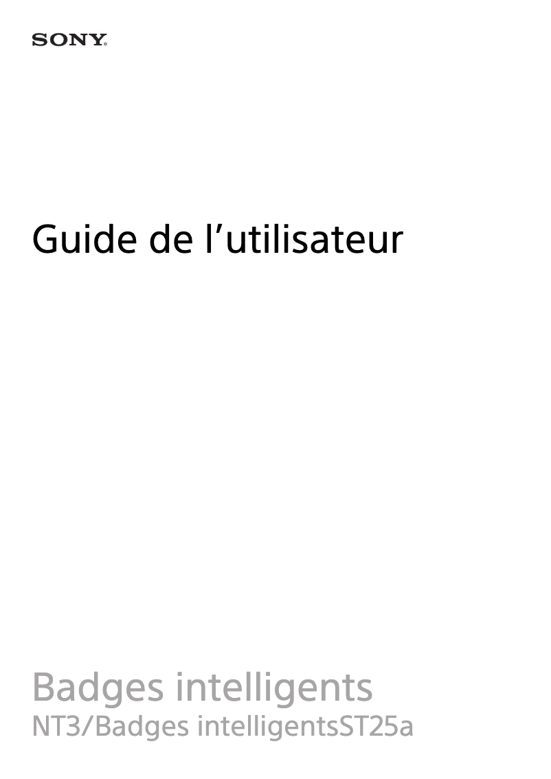 Page 1 de la notice Manuel utilisateur Sony NT3