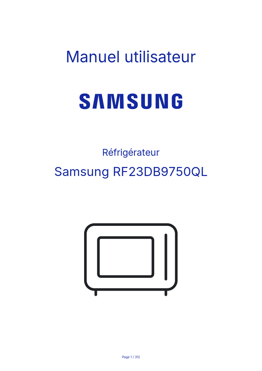 Image de la première page du manuel de l'appareil RF23DB9750QL