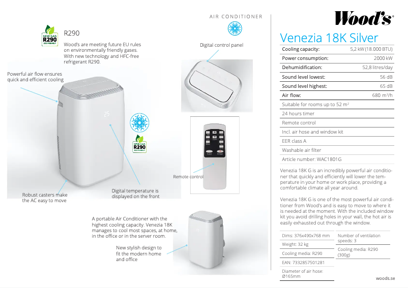 Imagen de la primera página del manual del dispositivo Venezia 18K WiFi