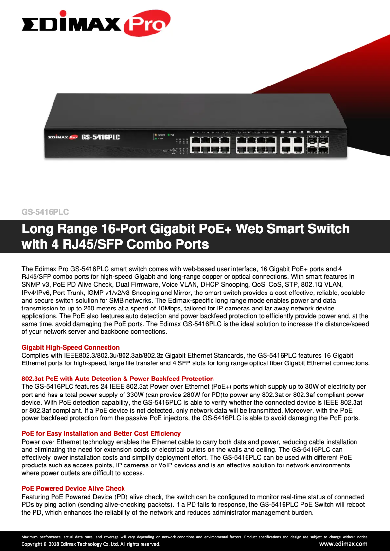Image de la première page du manuel de l'appareil GS-5416PLC
