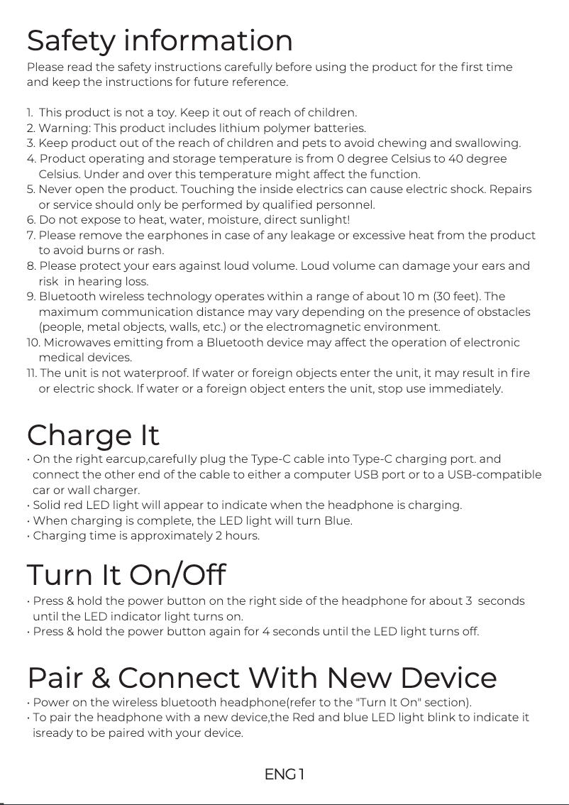 Page n°1 - Manuel utilisateur Denver BTH-270