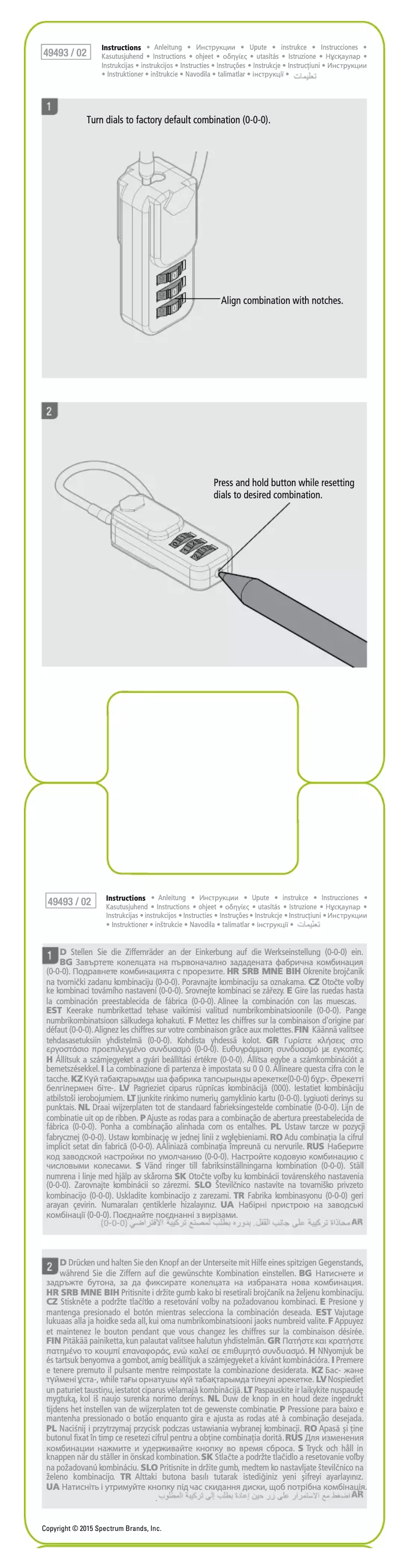 Image de la première page du manuel de l'appareil 3 Digit yellow 20mm Zinc vinyl steel cable