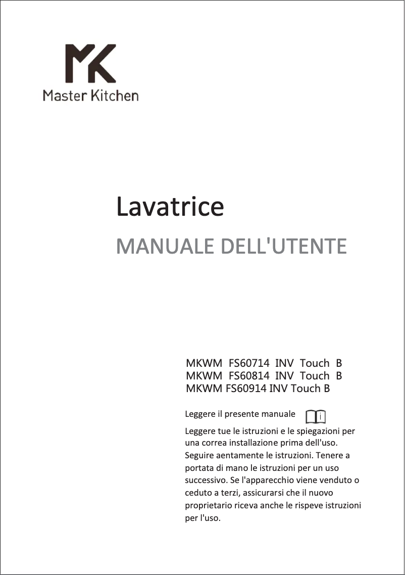 Page 1 de la notice Manuel utilisateur Master Kitchen MKWM FS60914 INV TOUCH B