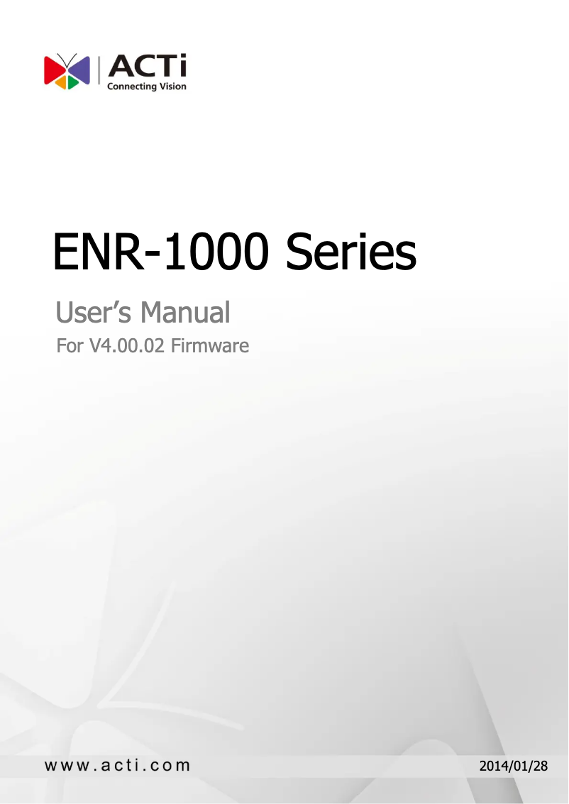 Page 1 de la notice Manuel utilisateur ACTi ENR-1100