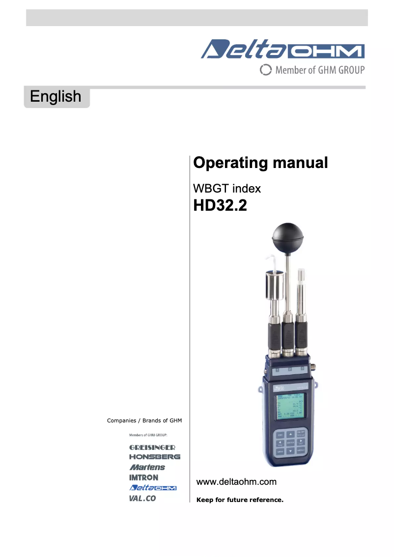 Page 1 de la notice Manuel utilisateur Delta Ohm HD32.2