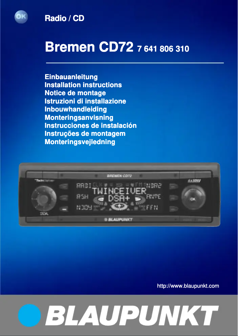 Page 1 de la notice Manuel utilisateur Blaupunkt Bremen CD72