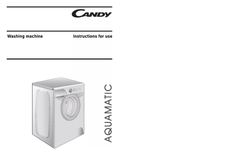 Page n°1 - Manuel utilisateur Candy AQUA 100F-80