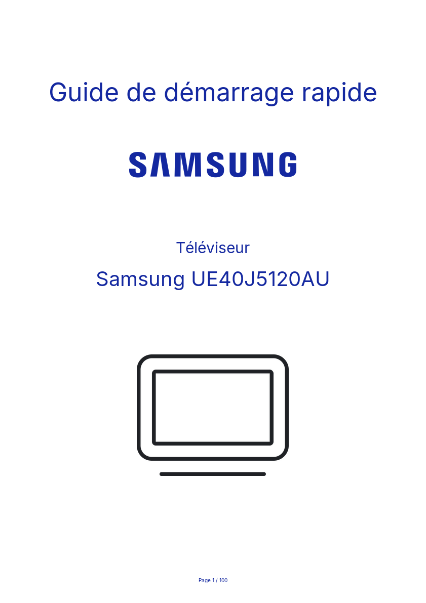 Page n°1 - Guide de démarrage rapide Samsung UE40J5120AU