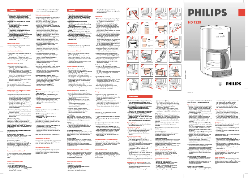 Page 1 de la notice Manuel utilisateur Philips Cafe Master HD7225