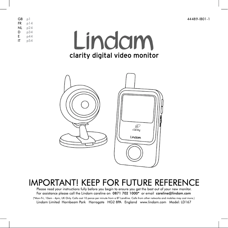 Page n°1 - Manuel utilisateur Lindam LD167