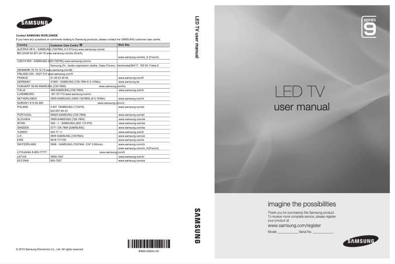 Page n°1 - Manuel utilisateur Samsung UE55C9080ZW