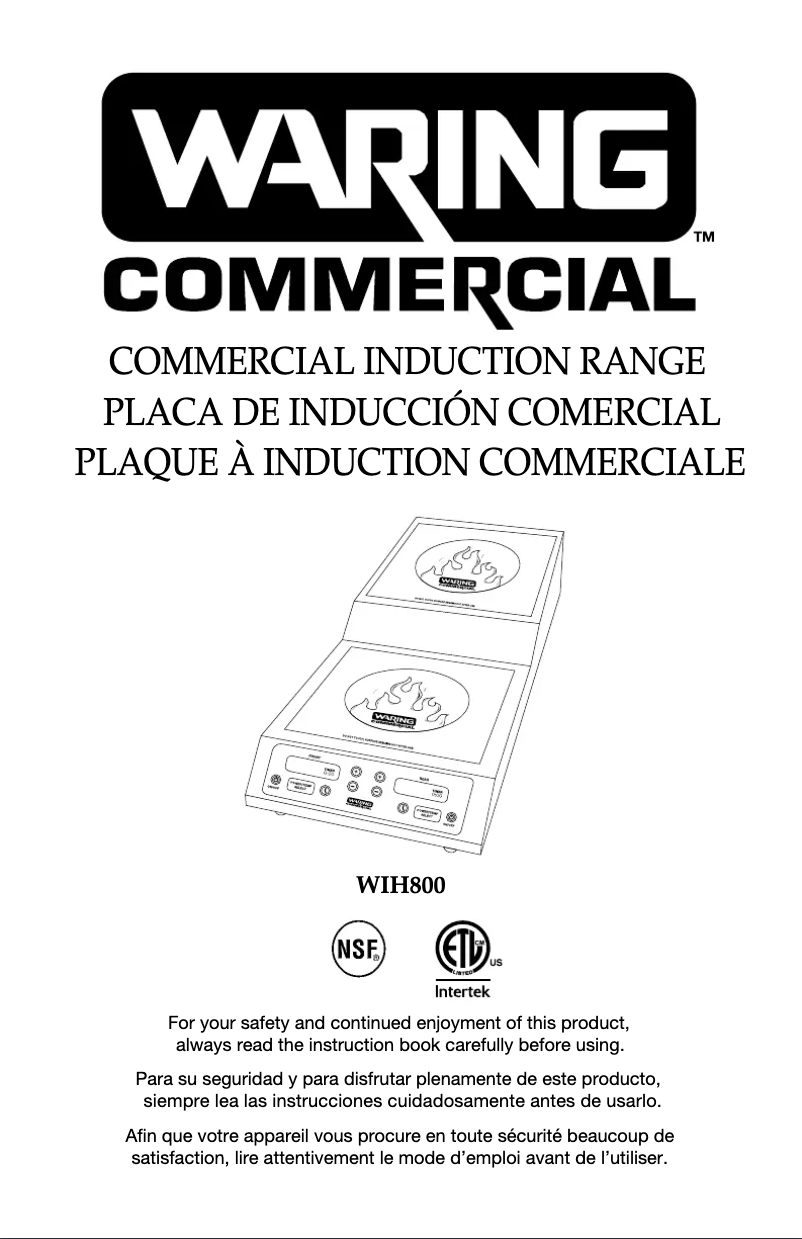 Page 1 de la notice Instructions / montage Waring Commercial WIH800