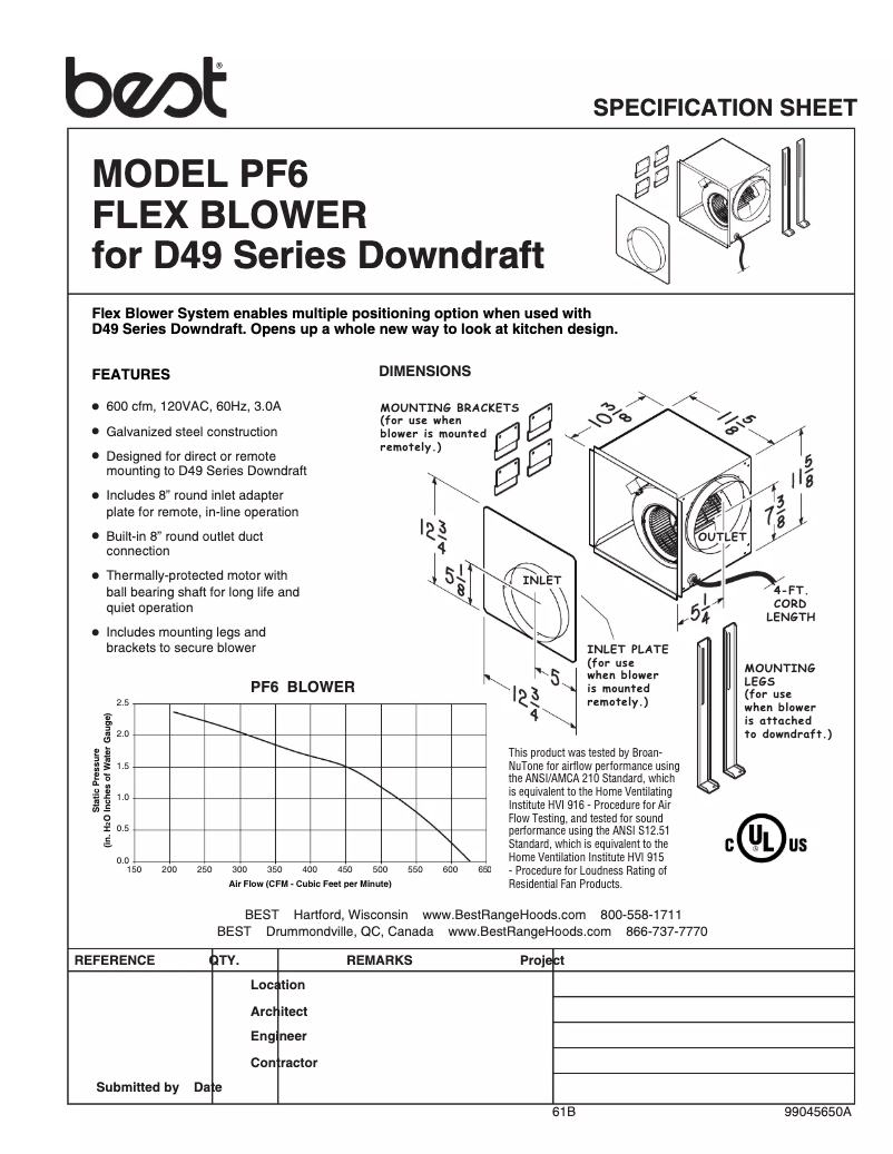 Page n°1 - Fiche technique Best PF6