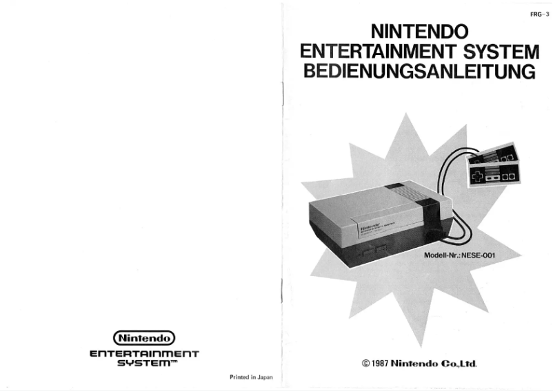 Page 1 de la notice Manuel utilisateur Nintendo NES (NESE-001)