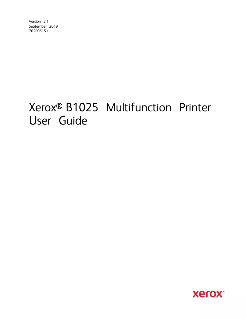 Page n°1 - Manuel utilisateur Xerox B1022
