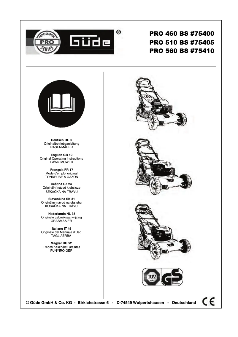 Page n°1 - Manuel utilisateur Güde 510 BS Pro
