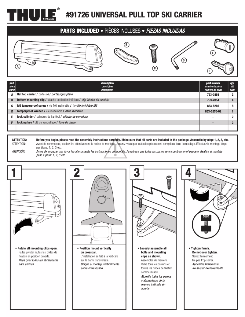 Page 1 de la notice Manuel utilisateur Thule Universal Pull Top 91726