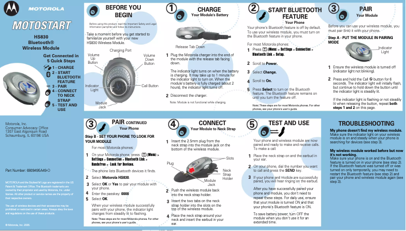 Página 1 del manual Manual de usuario Motorola HS830