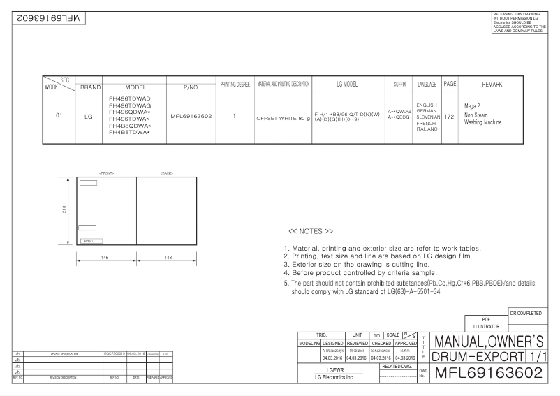 Page n°1 - Manuel utilisateur LG FH4B8QDWA