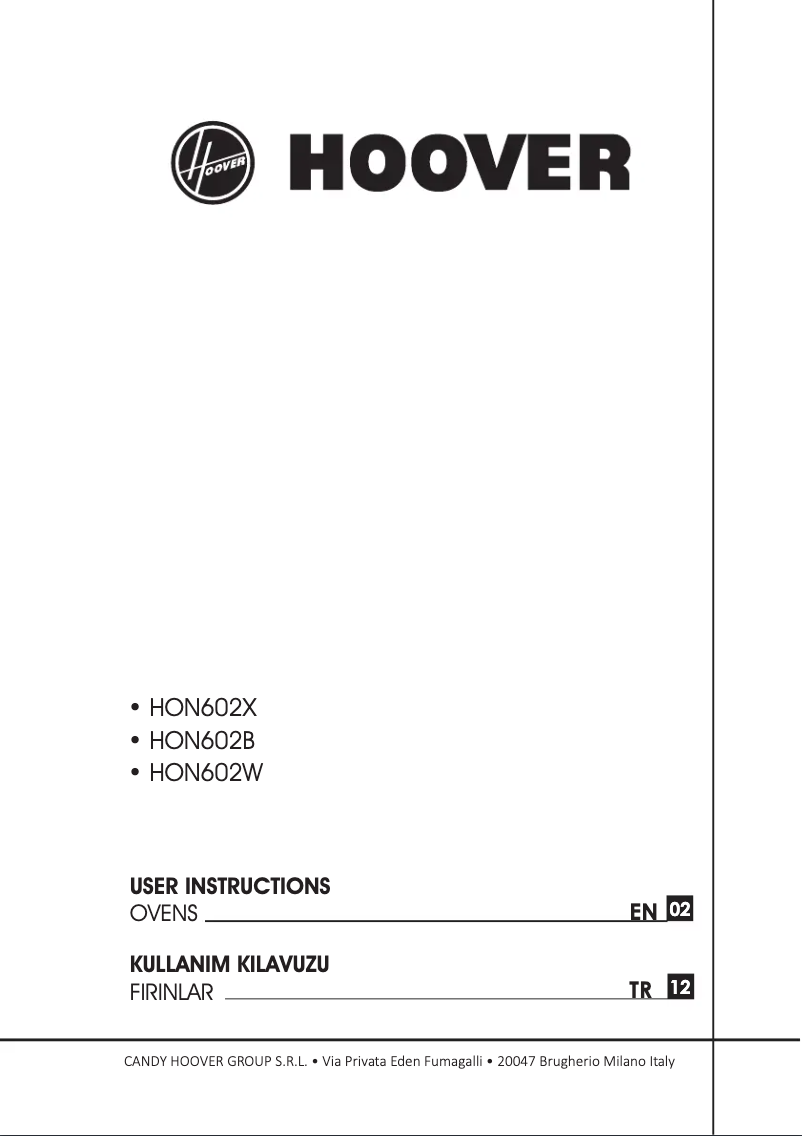 Page n°1 - Manuel utilisateur Hoover HON602B
