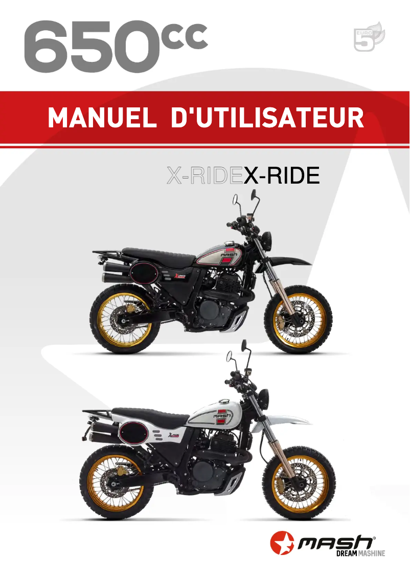 Page 1 de la notice Manuel utilisateur Mash X-Ride 650cc (2022)