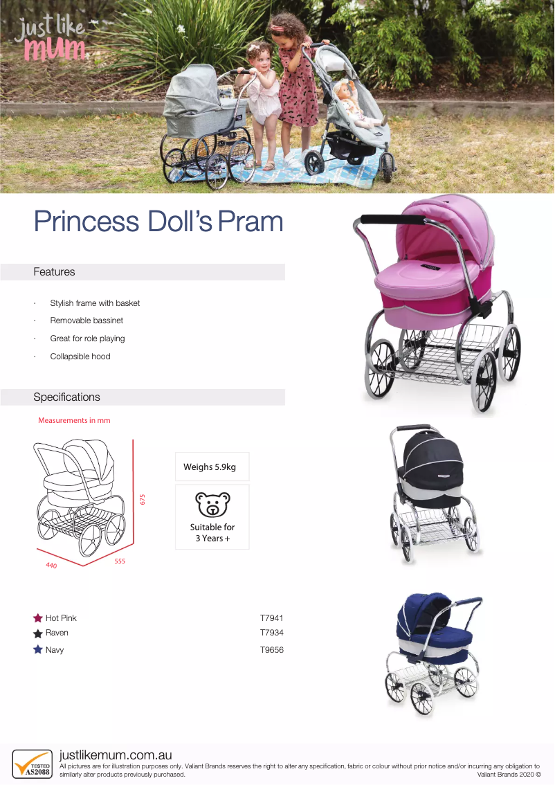 Page 1 de la notice Manuel utilisateur Valco Baby Princess Doll’s Pram