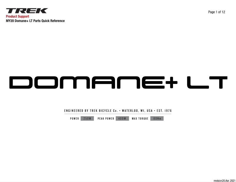 Image de la première page du manuel de l'appareil Domane+ LT Gen 2