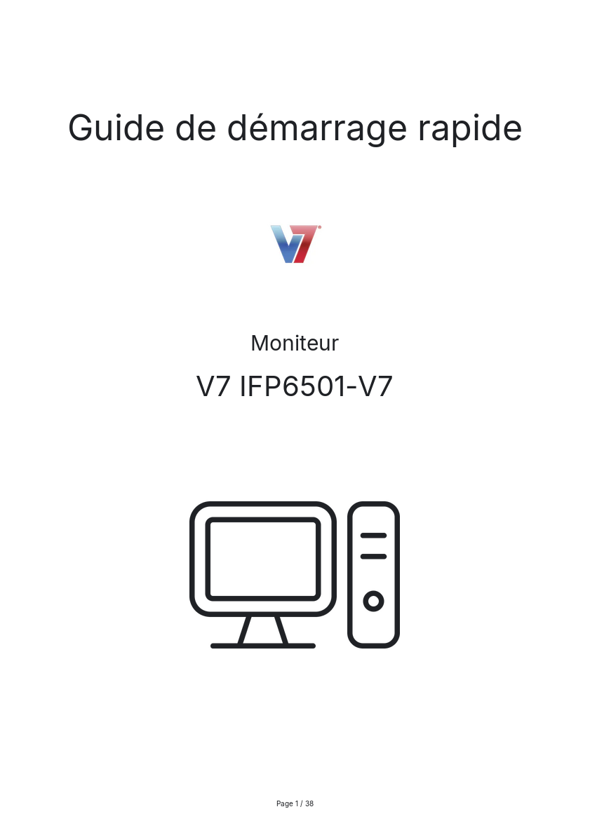 Page n°1 - Guide de démarrage rapide V7 IFP6501-V7