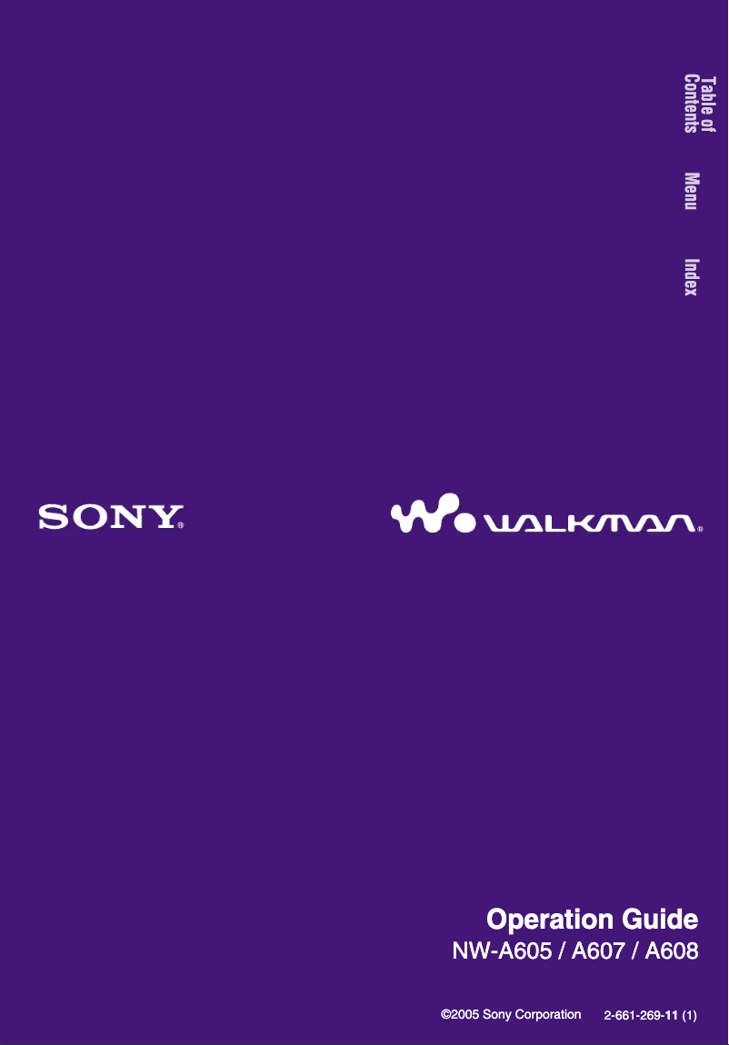Page n°1 - Manuel utilisateur Sony Walkman NW-A608