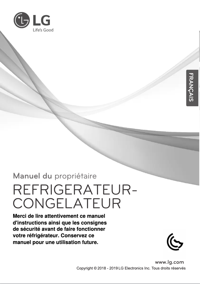 Page 1 de la notice Manuel utilisateur LG GN-B422SLCB
