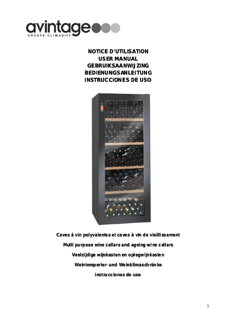 Page n°1 - Manuel utilisateur Climadiff DV265MGN2