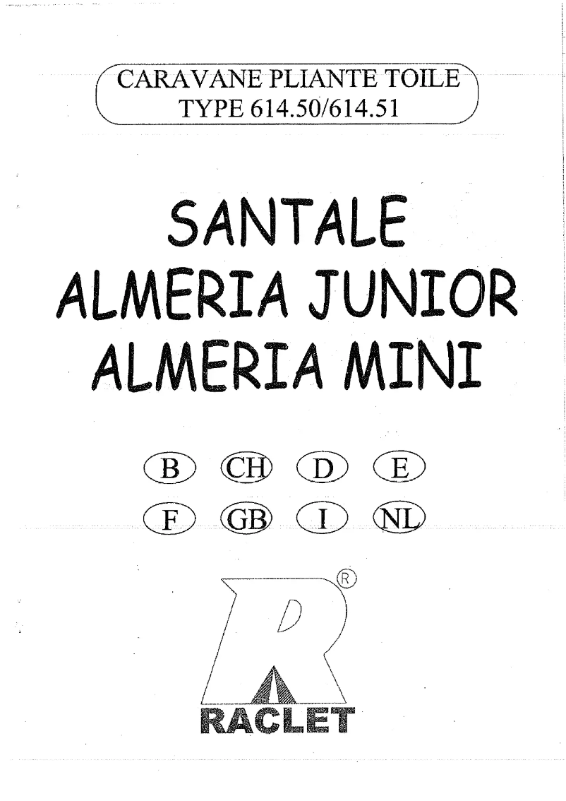Page 1 de la notice Manuel utilisateur Raclet Almeria Junior