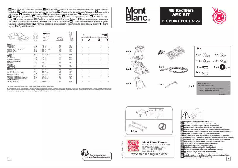 Page n°1 - Manuel utilisateur Mont Blanc AMC 5123