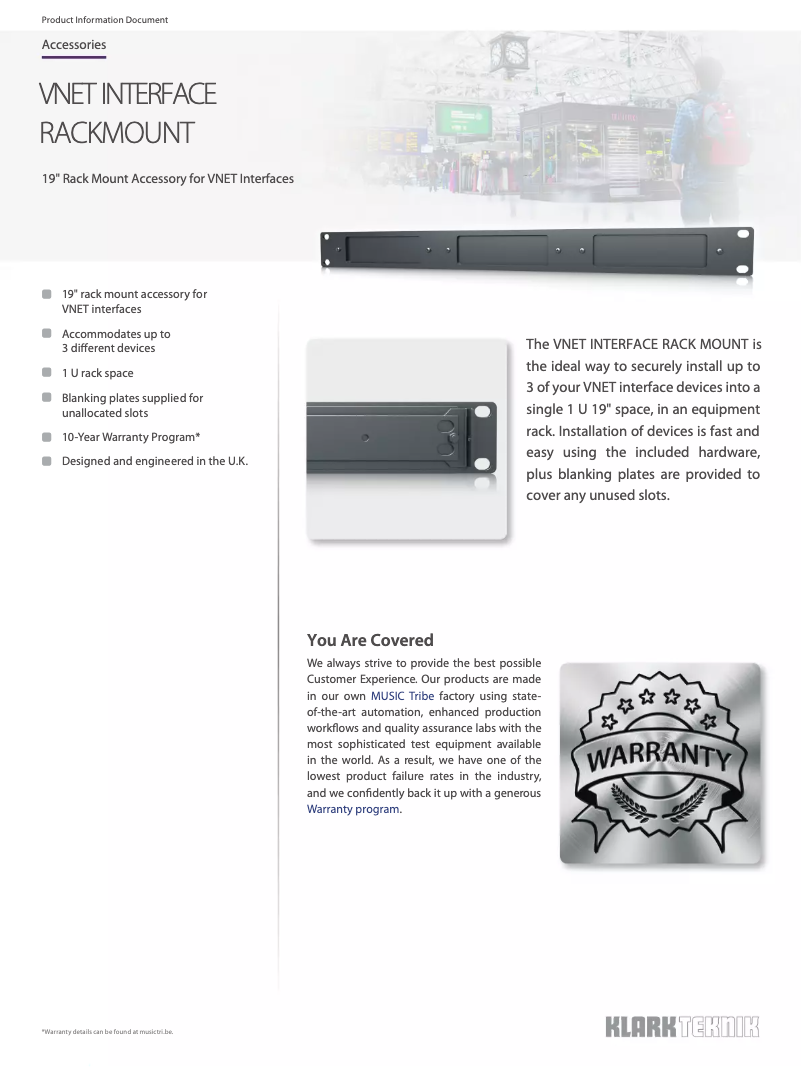 Image de la première page du manuel de l'appareil Vnet Interface Rack Mount